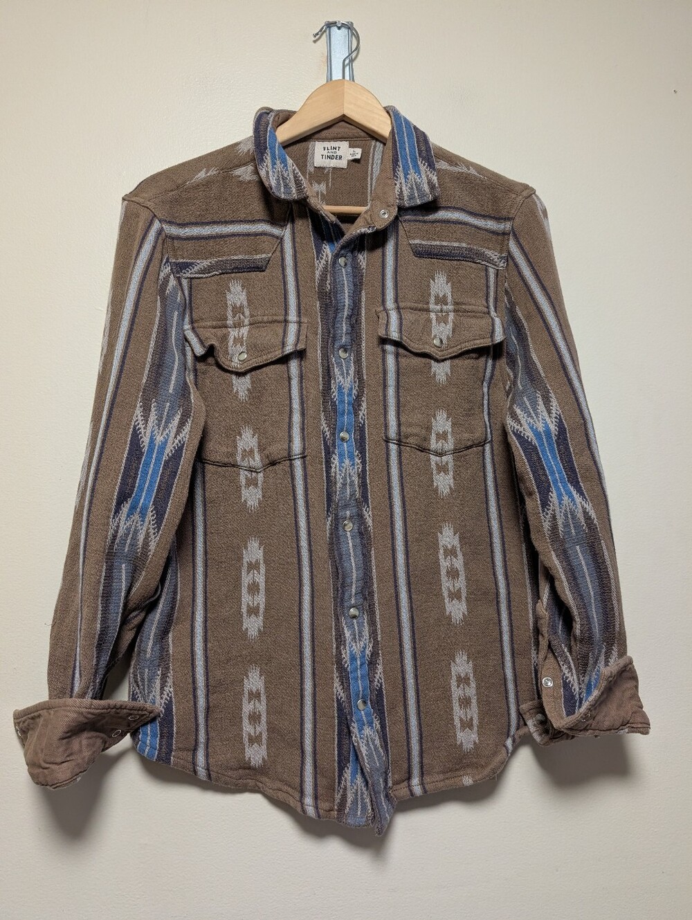 Flint and Tinder Cotton Jacquard Shirt Jacket Large Western Shacket To - Picture 7 of 9